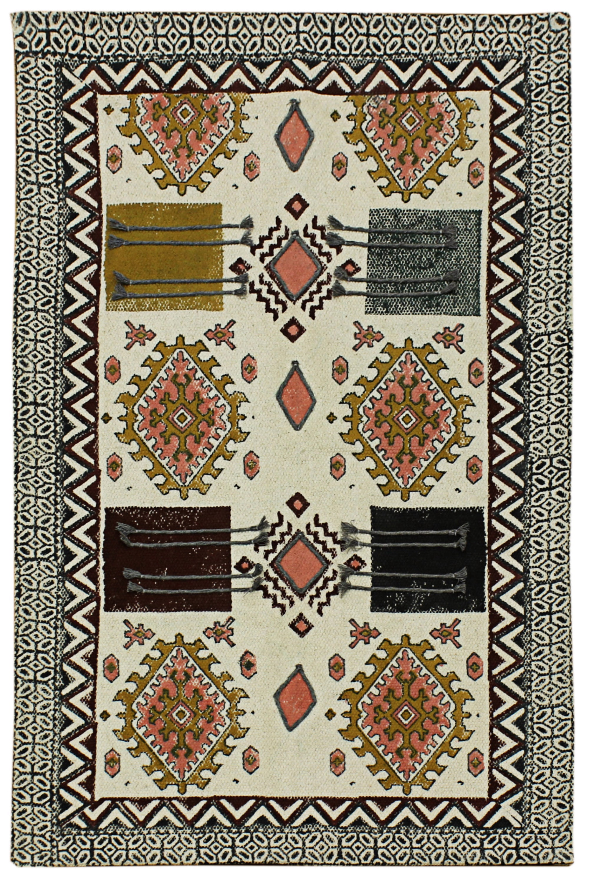 Durries Rugs Casavani Indian Cotton Durries Traditional Beige Kilim Living Room Rug ...