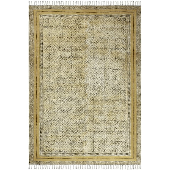 Casavani Indian Hand Woven Garden Area Rug,Beige 5x7 feet