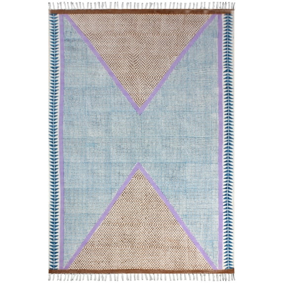 Casavani Indian Handmade Cotton Bedroom Rug, Blue 4x7 feet