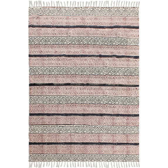 Casavani Indian Handmade Cotton Entrance Rug, Red 6x9 feet
