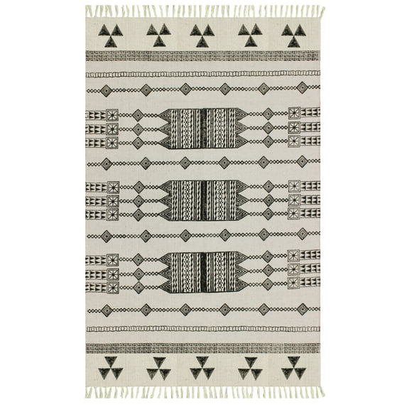 Casavani Indian Handmade Cotton rug Beige kitchen floor Bedroom Rug 5x5 feet