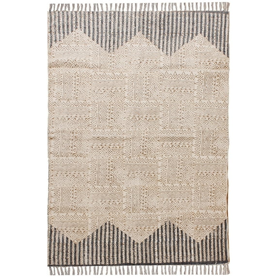 Casavani Indian Natural Cotton Rug Brown floor Kilim Garden Area Carpet 4x20 Feet