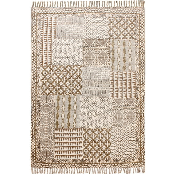 Casavani Indian Oriental Rug Traditional Carpet Brown Cotton Dhurrie 10x10 feet