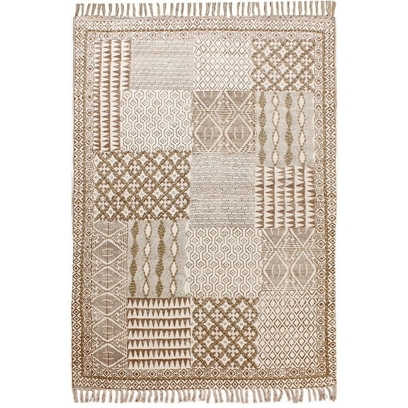 Casavani Indian Oriental Rug Traditional Carpet Brown Cotton Dhurrie 2x3 feet