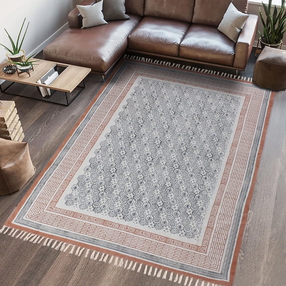 Casavani Indian Pure Cotton Kitchen Area Rug, Brown 4x6 feet