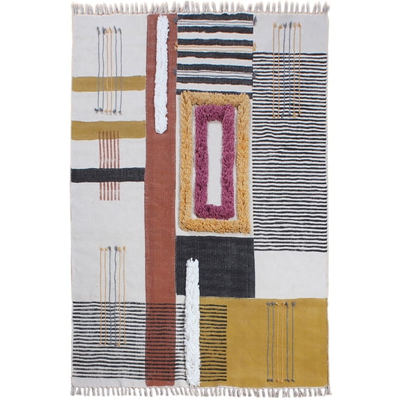 Casavani Indian Yellow Garden Mat Kids Playroom Carpet Dining Room Rug 4x6 feet