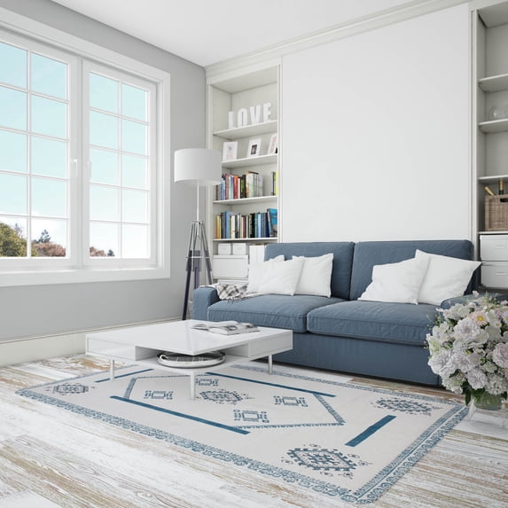 Casavani Indigo Rug Living Room Floor Carpet, Blue 6x9 feet