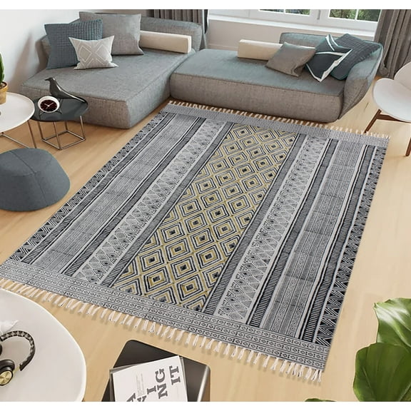 Casavani Kitchen & Dining Rug Cotton carpet, Yellow 2x3 feet