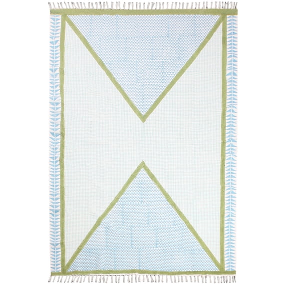 Casavani Kitchen Geometric Cotton Area Kilim,Blue 8x8 Ft