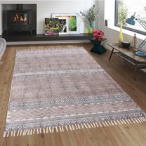 Casavani Living Room Floor Kilim Kitchen Rug, Brown 2x3 feet