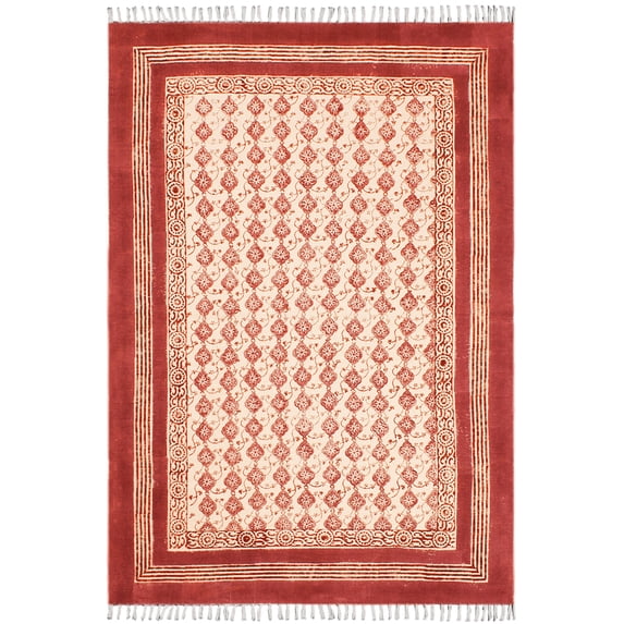 Casavani Living Room Mat Geometric Garden Rug,Red 4x6 feet