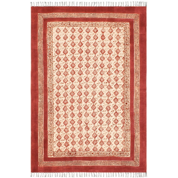 Casavani Living Room Mat Geometric Garden Rug,Red 9x12 feet