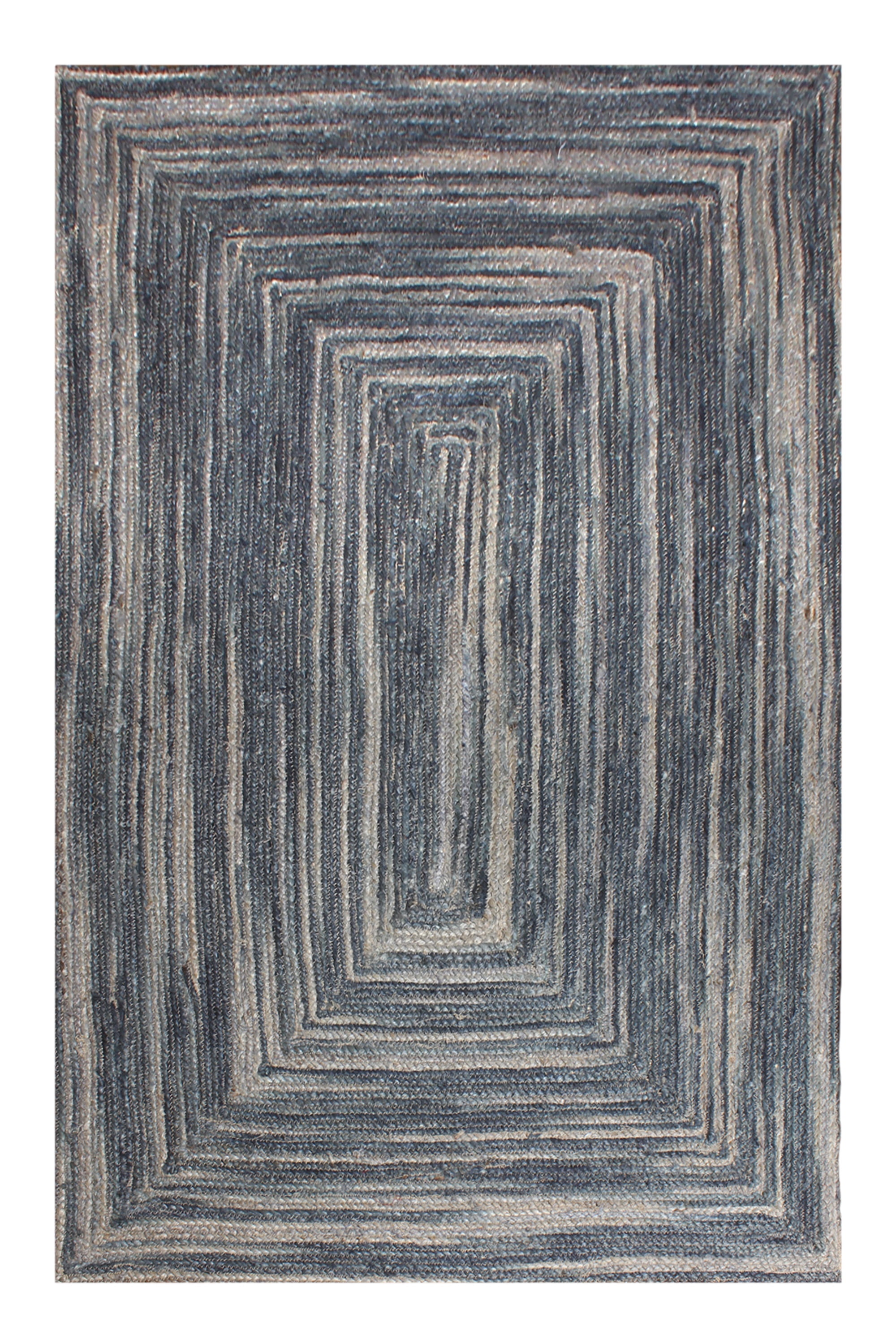 Casavani Natural Fiber Jute Rug Hand Braided Square Blue Jute Dhurrie Custom Living Room Carpet