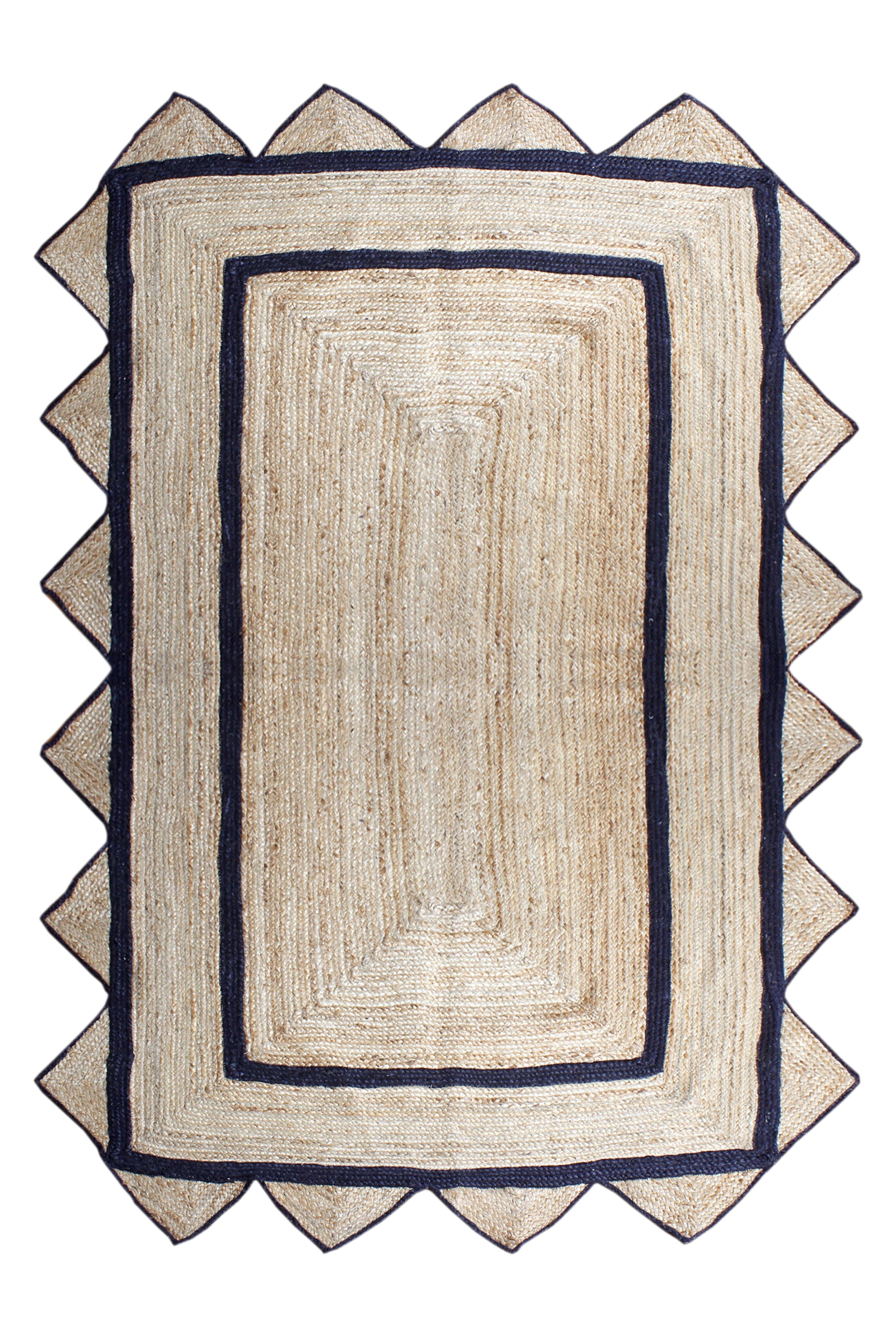 Casavani Natural Scalloped Jute Rug Hallway Stair Runner Rug Braided