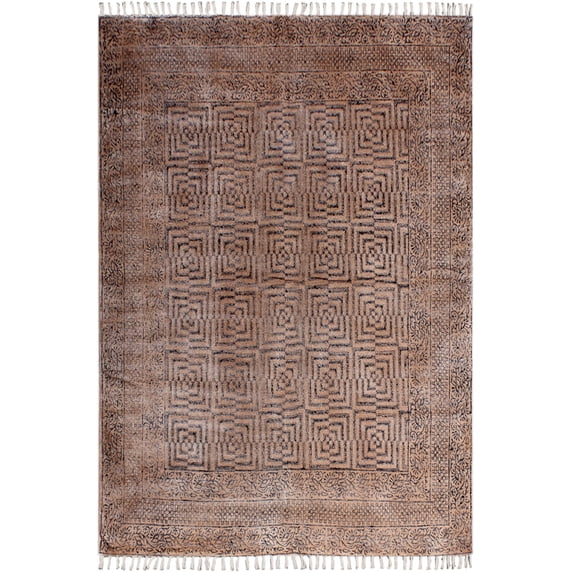 Casavani Outdoor Patio Children Playroom Rug, Brown 2.6x8 feet