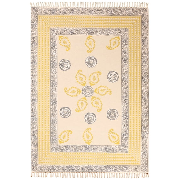 Casavani Pure Cotton Mat Living Room Area Rug, Blue 9x9 Ft