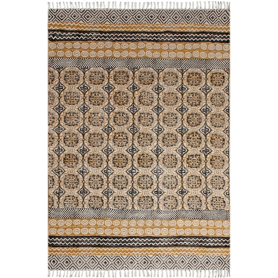 Casavani Pure Cotton Traditional Area Rug,Brown 4x4 feet