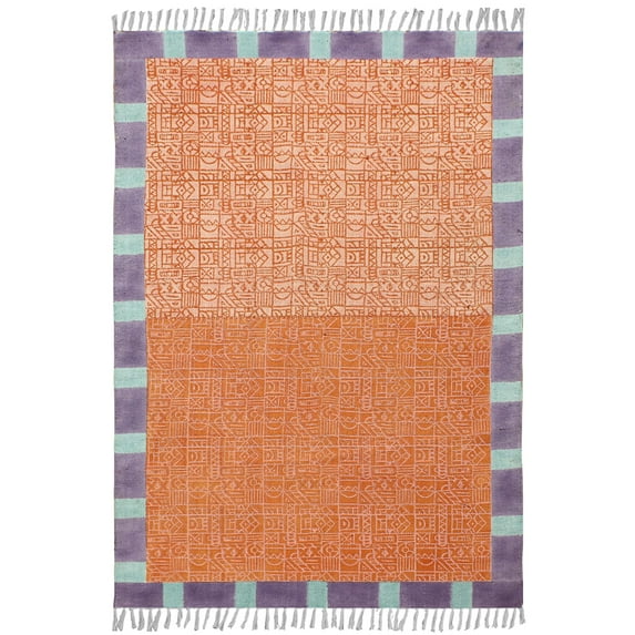 Casavani Pure Cotton Yoga Outdoor Patio Mat Orange Bedroom Area Carpet 4x7 feet