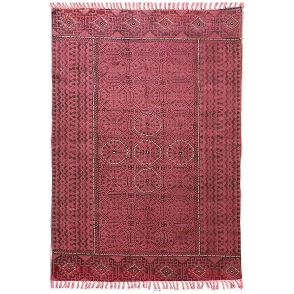 Casavani Red Cotton Carpet Flat Weave Bedroom Kilim Living Room Area Rug 3x5 feet