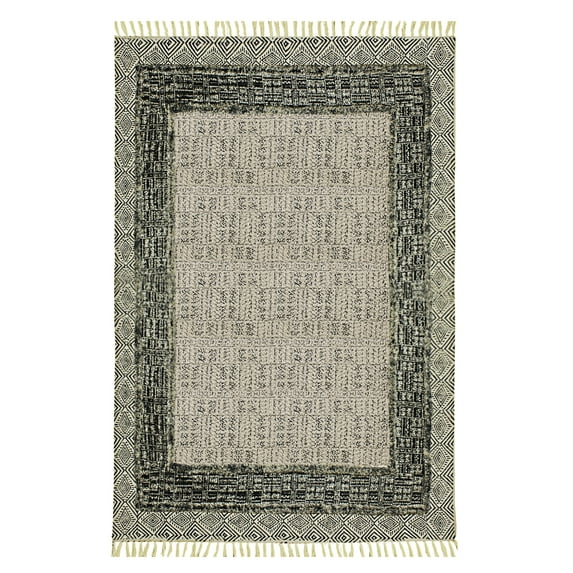 Casavani Square Hand Tufted Cotton Dhurrie Gray Hallway Runner Rug Home Decor Kilim 6x12 Feet