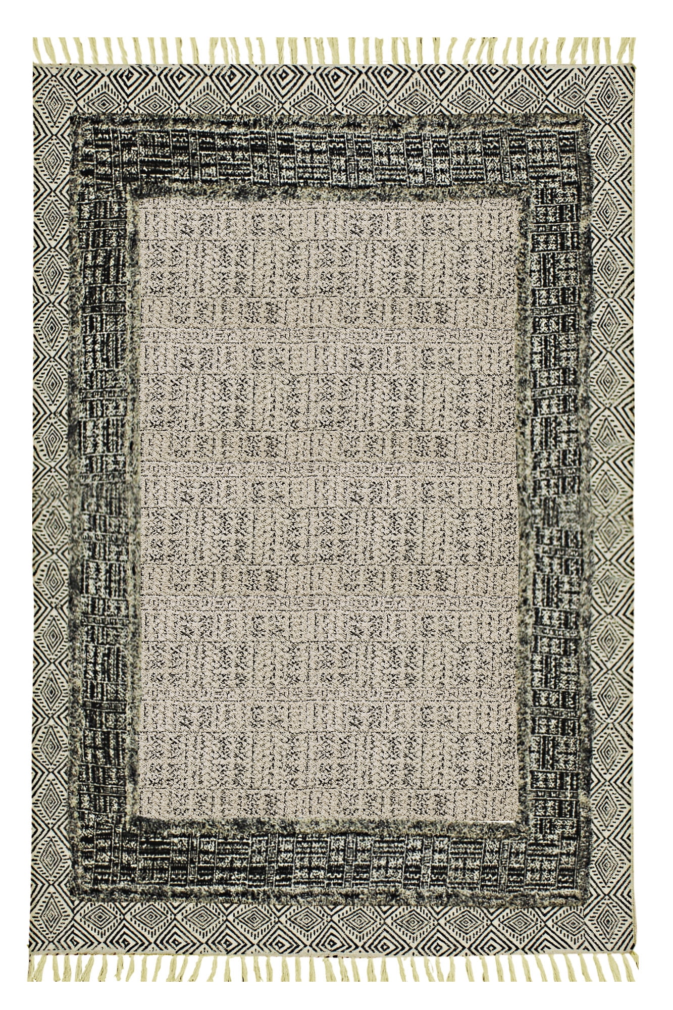 Casavani Square Hand Tufted Cotton Dhurrie Gray Living Room Carpets ...