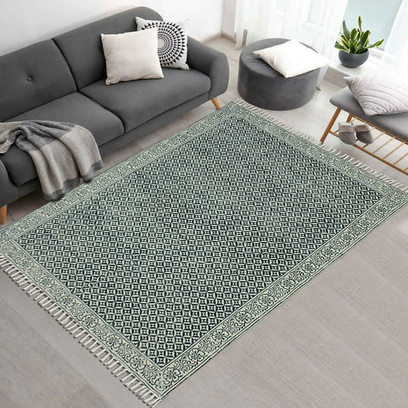 Casavani Traditional Carpet Vintage Look Kilim,Blue 4x7 feet
