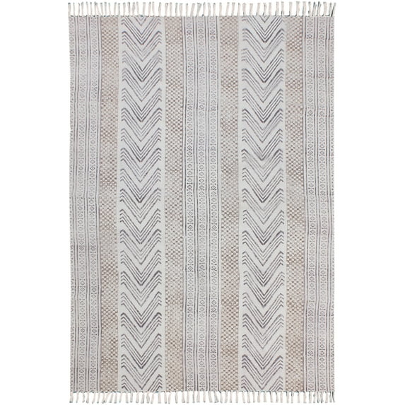 Casavani Traditional Dining room Cotton Rug, Brown 7x7 Ft