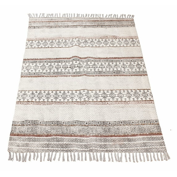 Casavani Vintage Area Kilim Gray Rugs Natural Fiber Cotton Durries 3x10 Feet