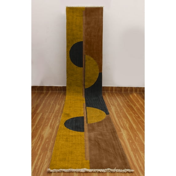 Casavani Yellow Handblock Printed Cotton Dhurrie Square Living Room Carpet Outdoor Rug 12x12 feet