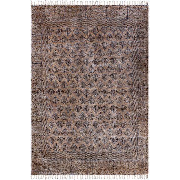 Casavani Yoga Graden Mat Geometric Area Kilim,Brown 2.6x4 ft