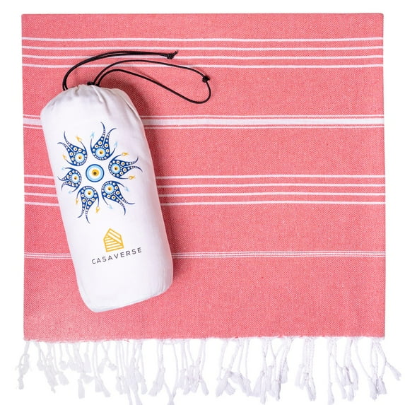 Casaverse Turkish Beach Towel, Turkish Bath Towel Made of 100% Cotton, Quick Dry Sand Free Beach Towels Oversized, Turkish Towels Sand Light Cloud Extra Large Beach Towel 38" x 71", Travel Beach Towel