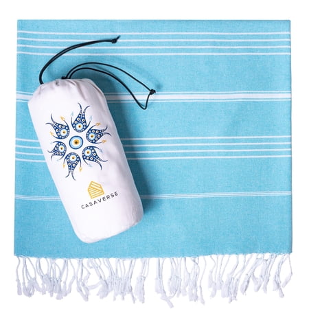 Casaverse Turkish Beach Towel, Turkish Bath Towel Made of 100% Cotton, Quick Dry Sand Free Beach Towels Oversized, Turkish Towels Sand Light Cloud Extra Large Beach Towel 38" x 71", Travel Beach Towel