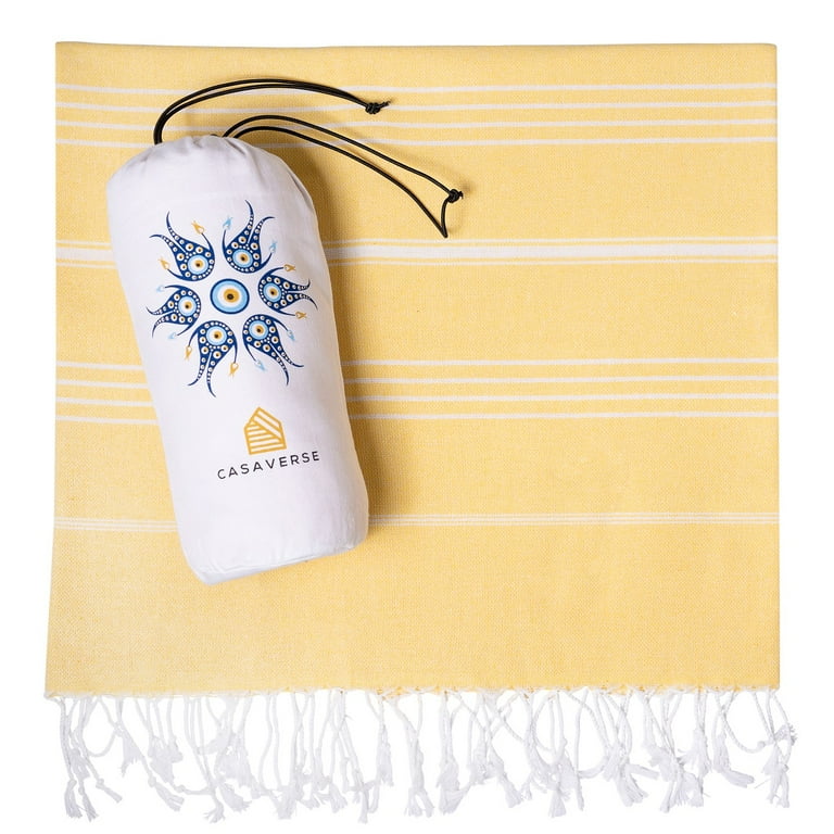 CASAVERSE Turkish Beach Towel, 100% Cotton, Quick Dry, Oversized