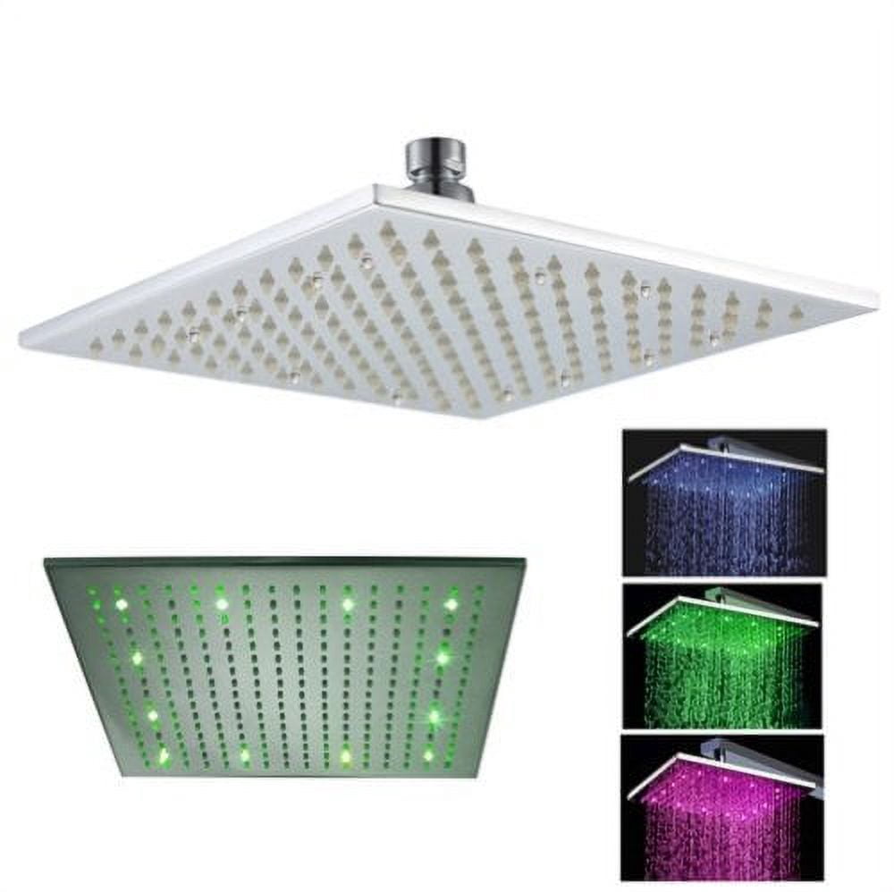 Cascada 12 Inch Square Rainfall LED Shower Head (Special Lights ...