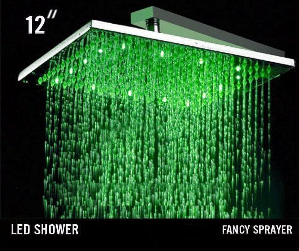 Cascada 12 Inch Wall Mount Square Rainfall LED Shower Head, Oil Rubbed Bronze Finish (include Shower Arm)