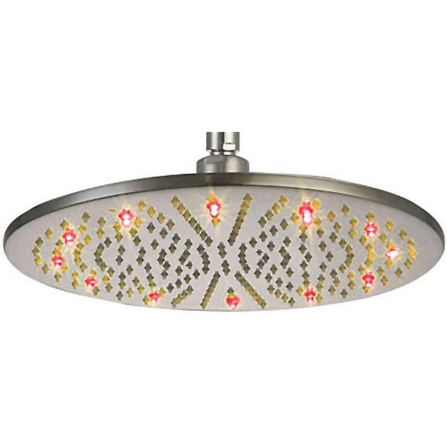 Cascada 16 Inch Ceiling Mount Round Rainfall LED Shower Head, Stainless