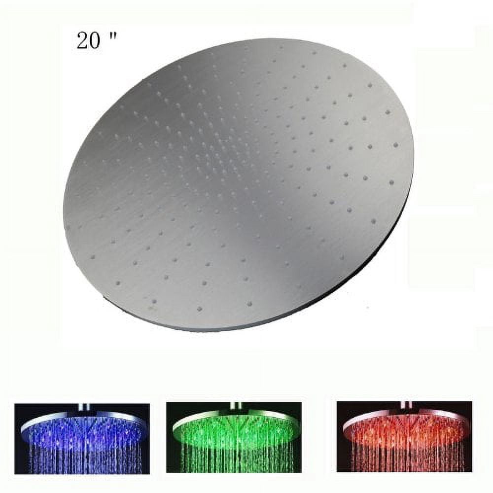 Cascada 20 Inch Ceiling Mount Round Rainfall LED Shower Head, Brushed ...