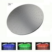 Cascada 20 Inch Ceiling Mount Round Rainfall LED Shower Head, Stainless Steel Without Shower Arm