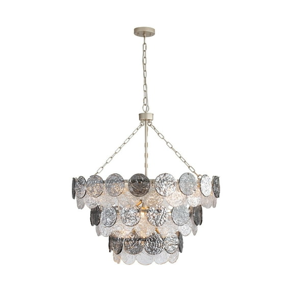 Yep by Golden Lighting Cascada 13-light Pendant in Aegean Silver and Smoke Plated Glass