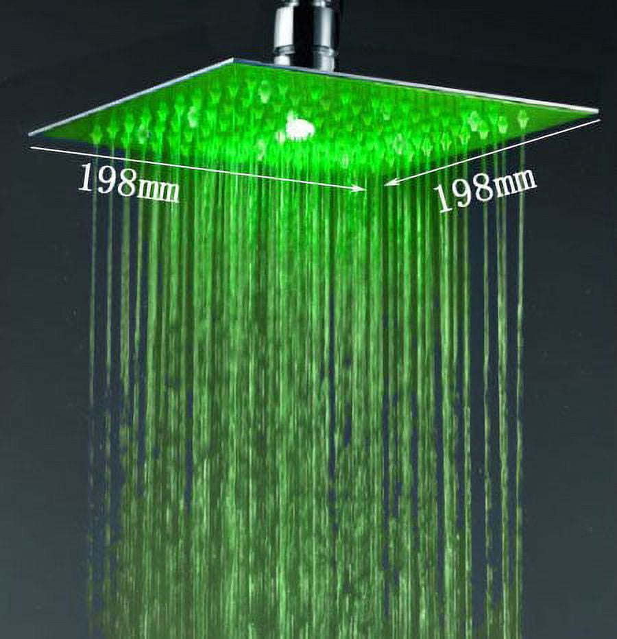 Cascada 8 Inch Square Multi Color LED Rain Shower Head, Brushed Nickel ...