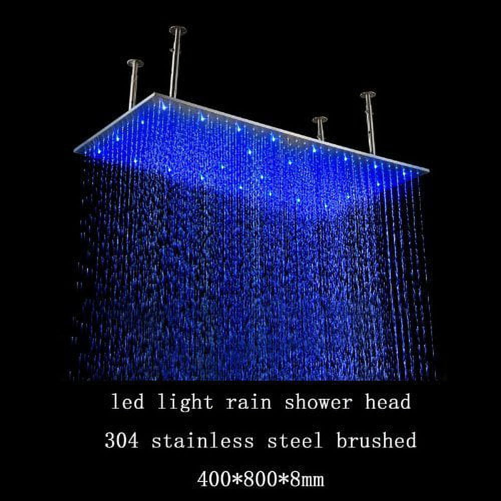 Cascada Ceiling Mount Rainfall LED Shower Head, (include Shower Arm) (16"x31", Gold)