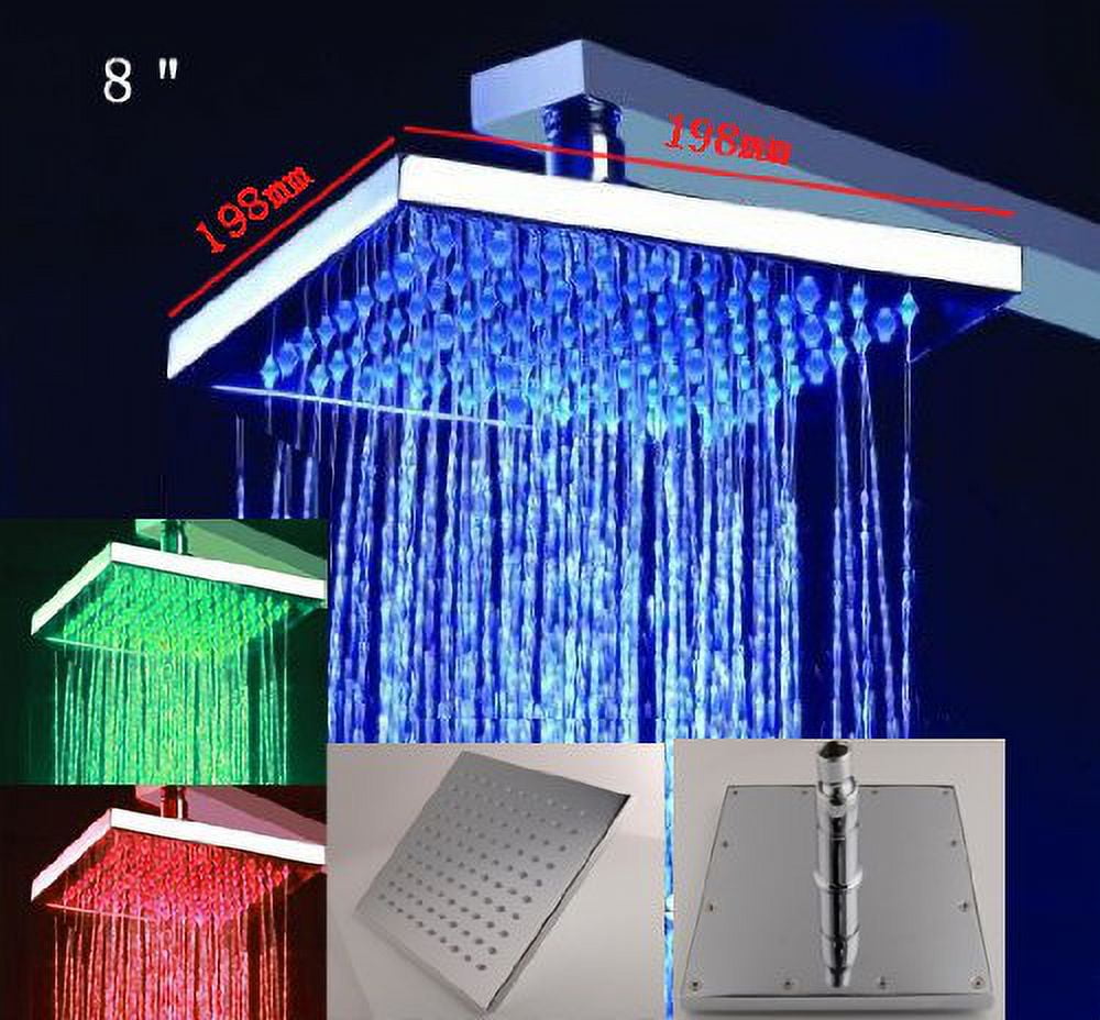 Cascada Ceiling Mount Rainfall LED Shower Head, (include Shower Arm) (31", Gold)