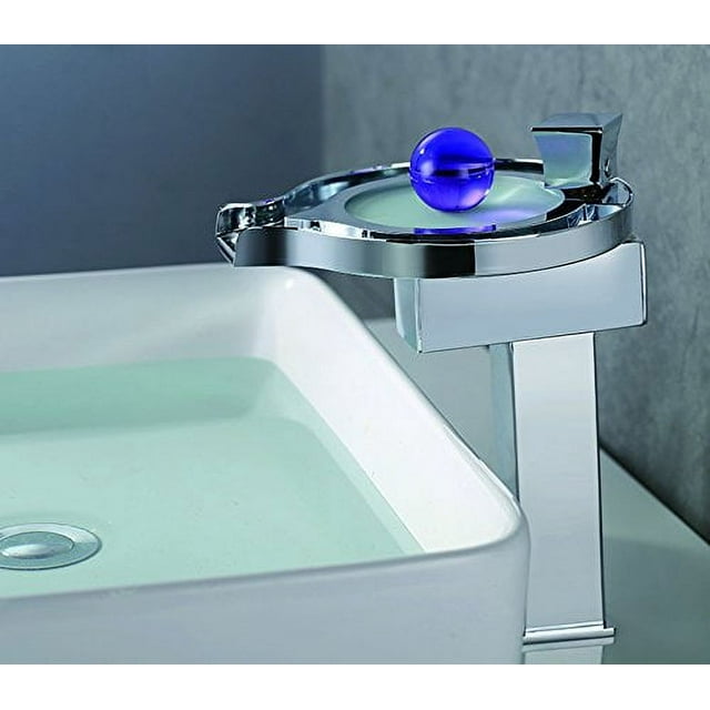 Cascada Color Changing LED Waterfall Bathroom Sink Faucet (Chrome Finish) (HDD727H)