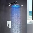 thumbnail image 1 of Cascada Luxury 10" Square Wall Mounted Thermostatic Shower System With Automated LED Light RGB Color - Stainless Steel (10 Inch, Brushed Nickel), 1 of 9