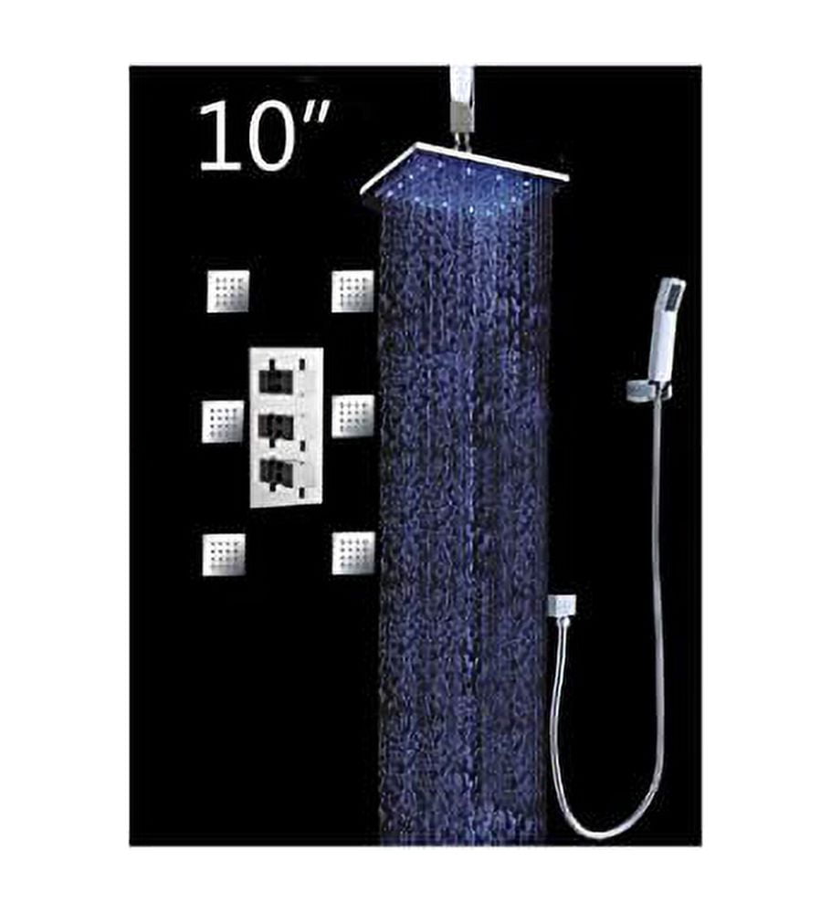Cascada Luxury Bathroom Shower Set with Luxury 10" Water Power LED ...