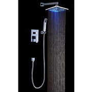 Cascada Luxury Bathroom Shower Set Rainfall LED Shower Head, Double-Function Valve, and Brass Handheld Shower 10, Matt Black