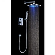 Cascada Luxury Bathroom Shower Set Rainfall LED Shower Head, Double-Function Valve, and Brass Handheld Shower 8, Chrome