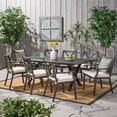 thumbnail image 1 of Cascada Outdoor 9 Piece Cast Aluminum Dining set with Expandable Dining Table and Water Resistant Cushions, Black, Ivory, 1 of 13