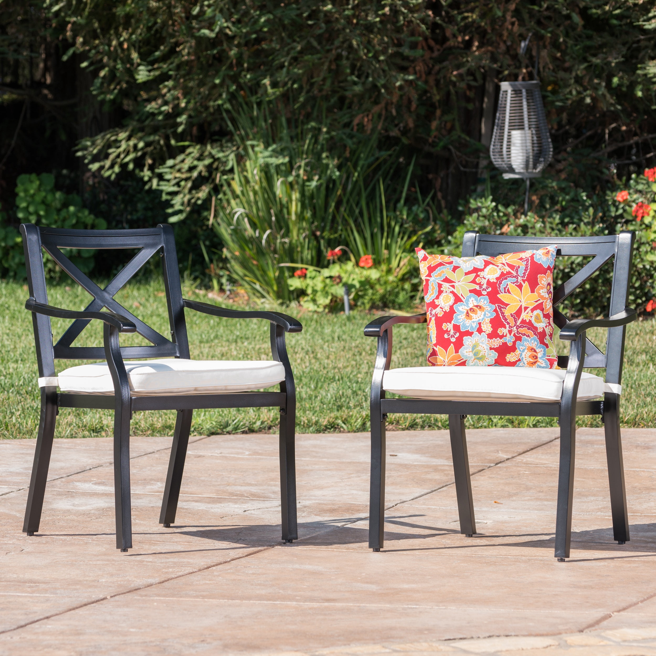 Cascada Outdoor Cast Aluminum Dining Chairs with Cushions, Set of 2 ...
