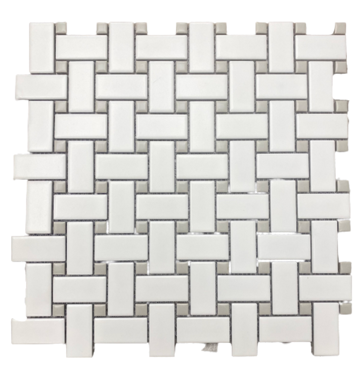 Cascade 12 x 12 White & Gray Basketweave Porcelain Mosaic (4.85sf/Case 5 Sheets)